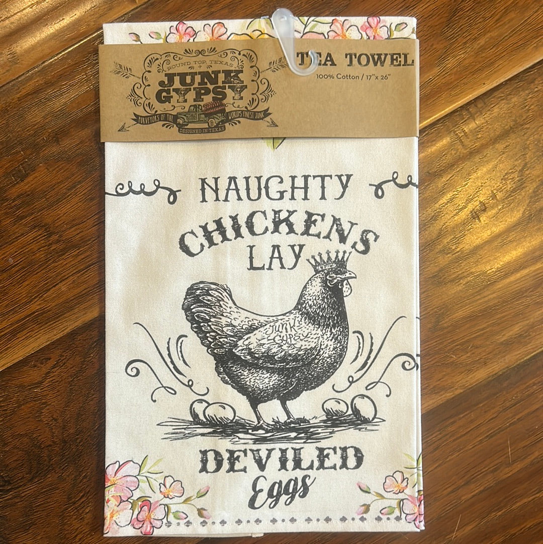 Naughty Chickens Tea Towel