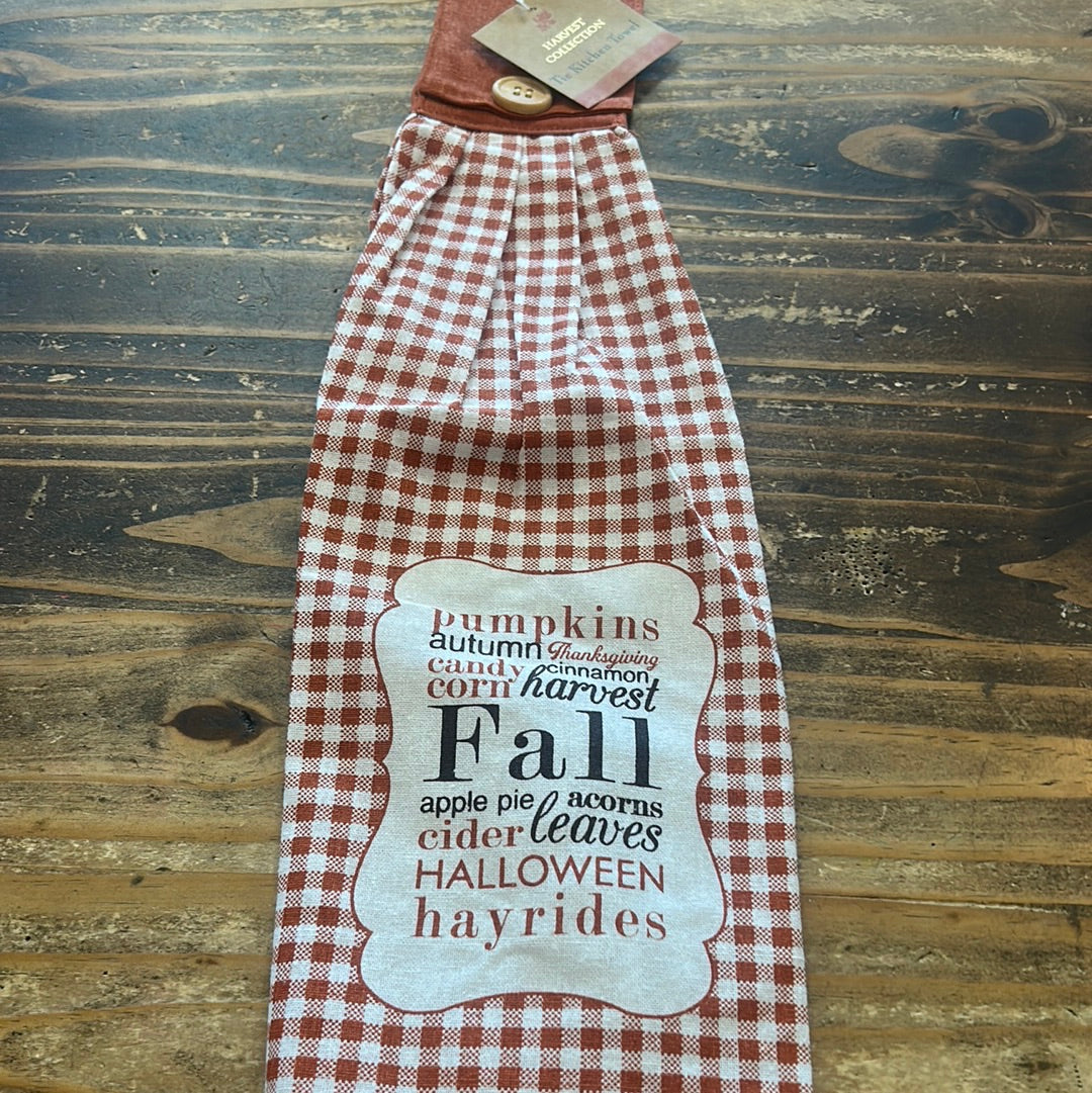 Fall button tea towel