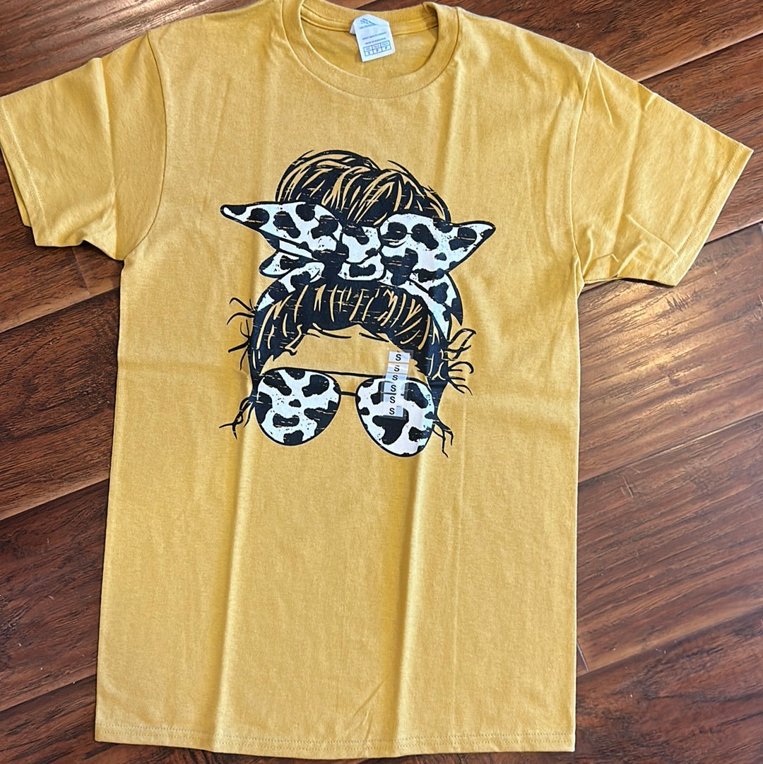 Mustard Messy Bun T-Shirt