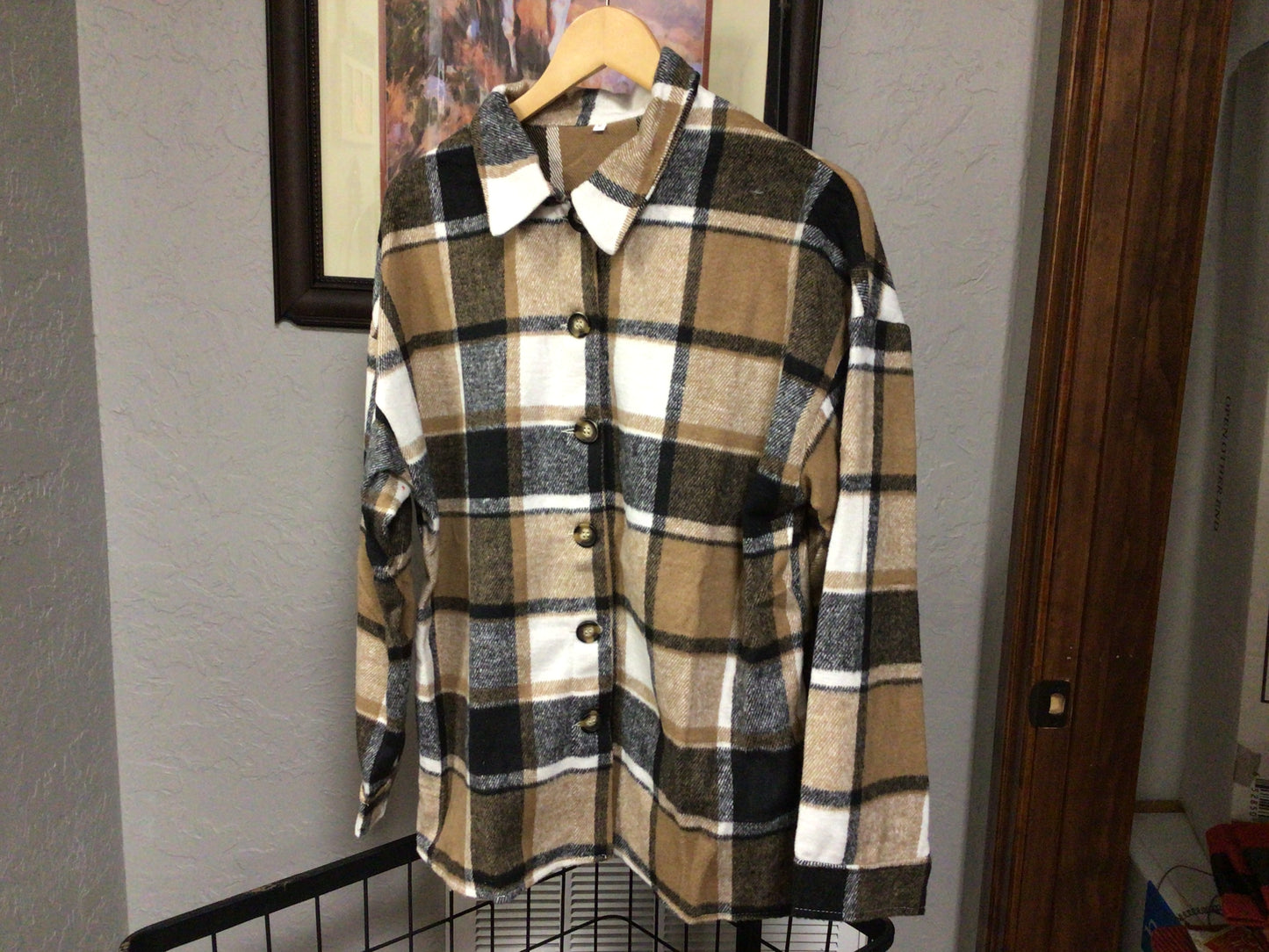 Tan/Black Plaid Shirt-Jacket