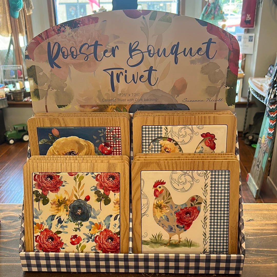 Rooster Bouquet Trivet