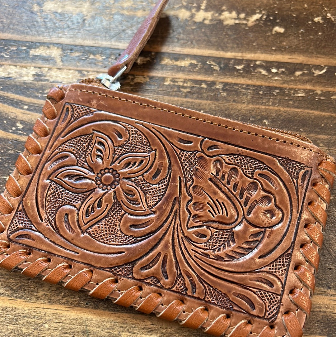 Tooled Cowhide Coin Purse