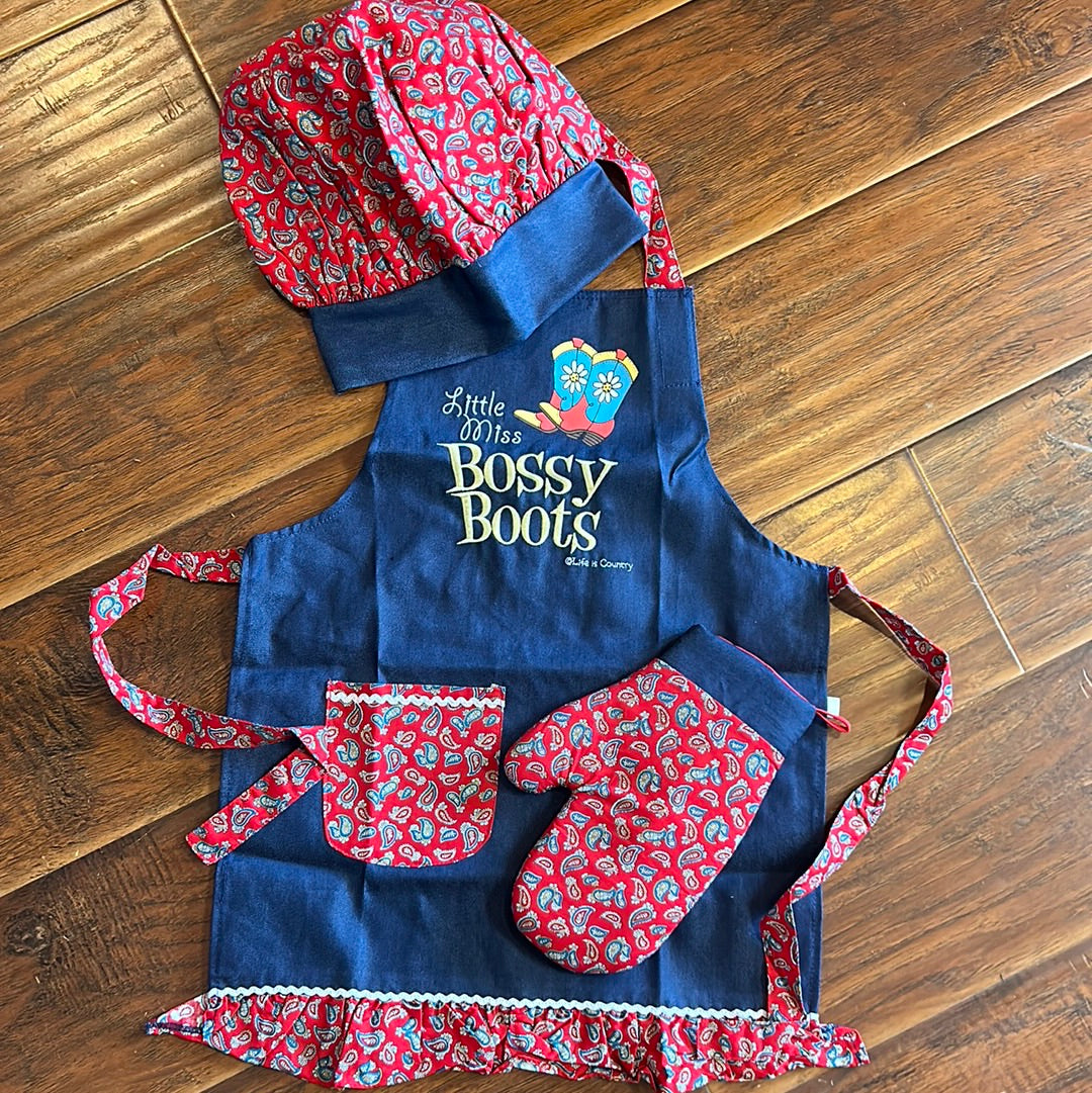 Bossy Boots Girls Apron Set