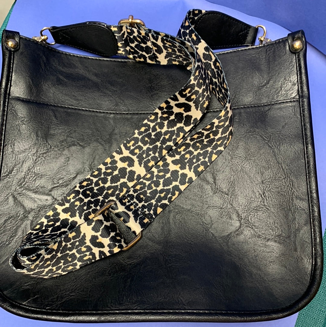 Leather Purse with Leopard Strap