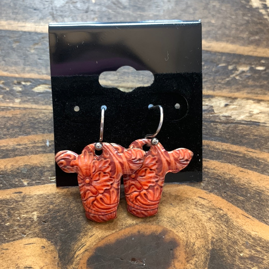 Small Metal Cow Head Earrings