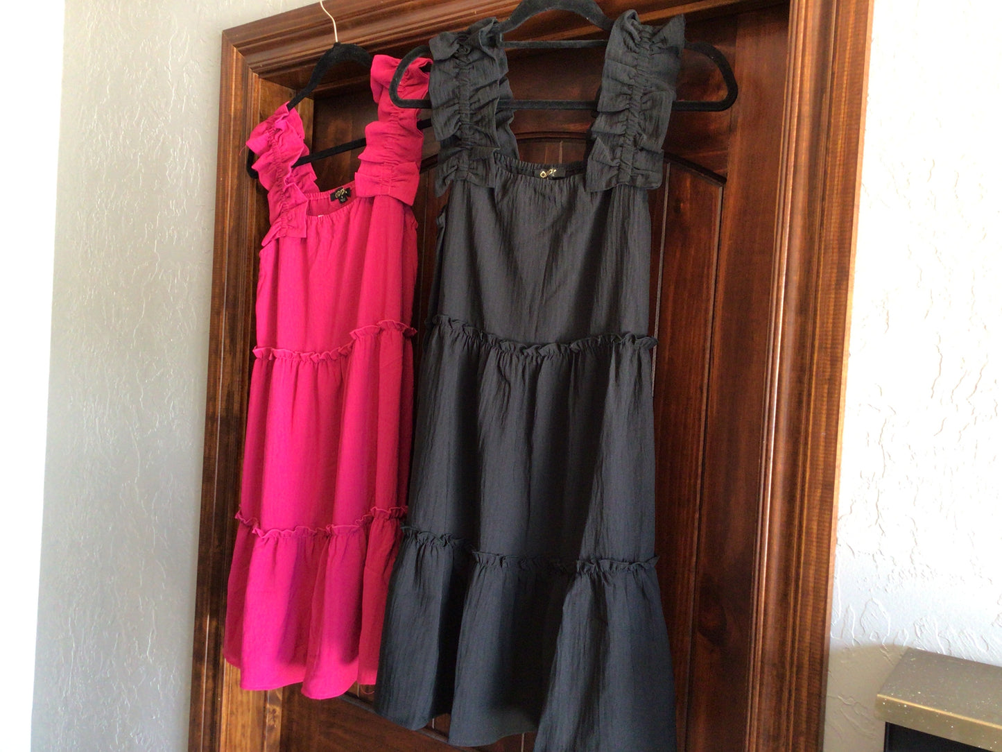 Tiered Mini Dress w/ Folded Ruffle Sleeves