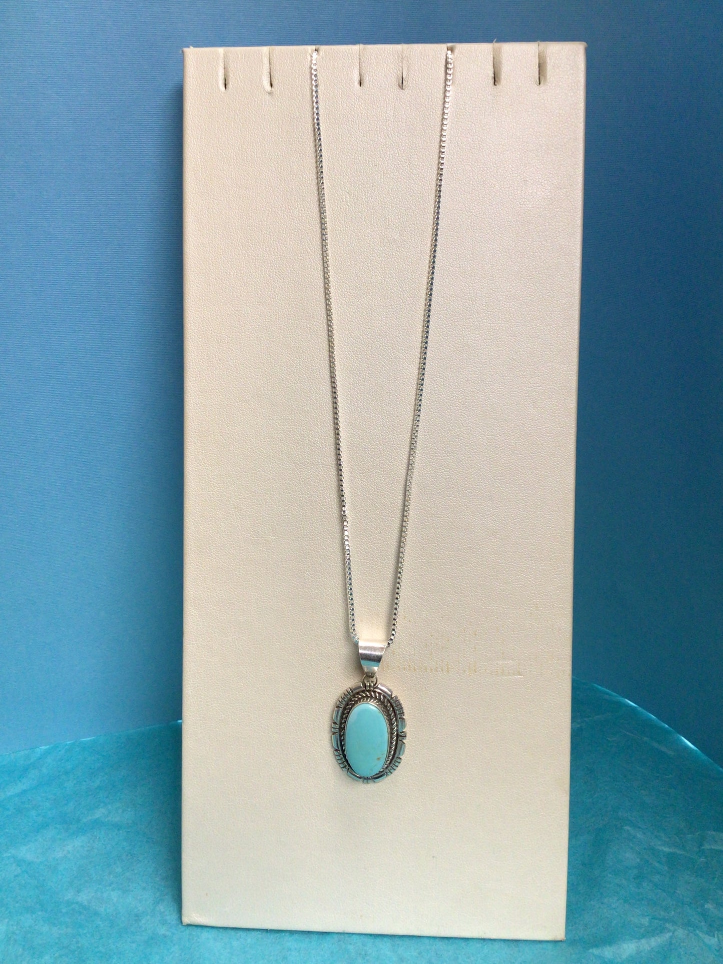 SS Large Turquoise Stone Necklace