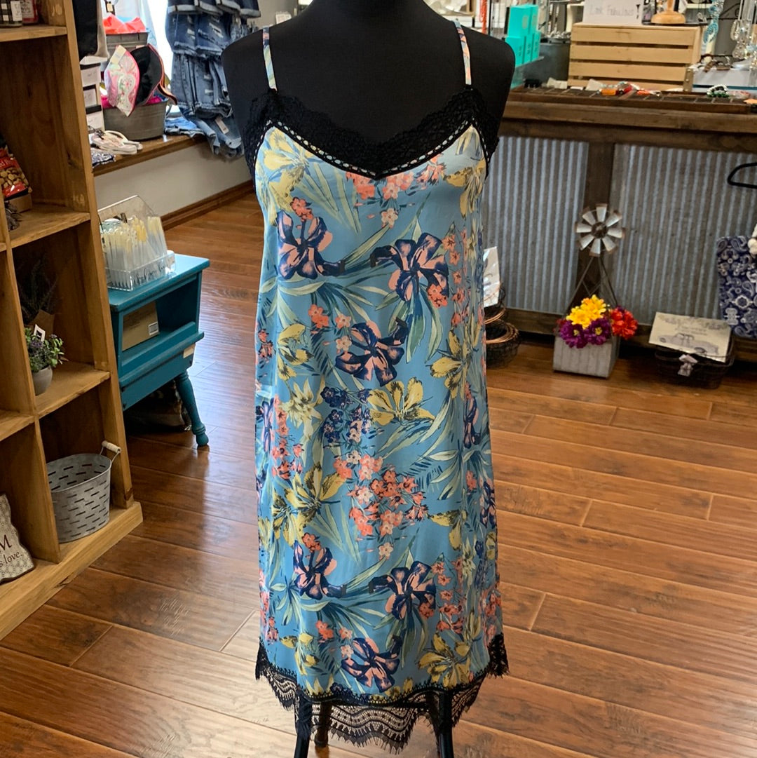 Tropical Print Slip Dress
