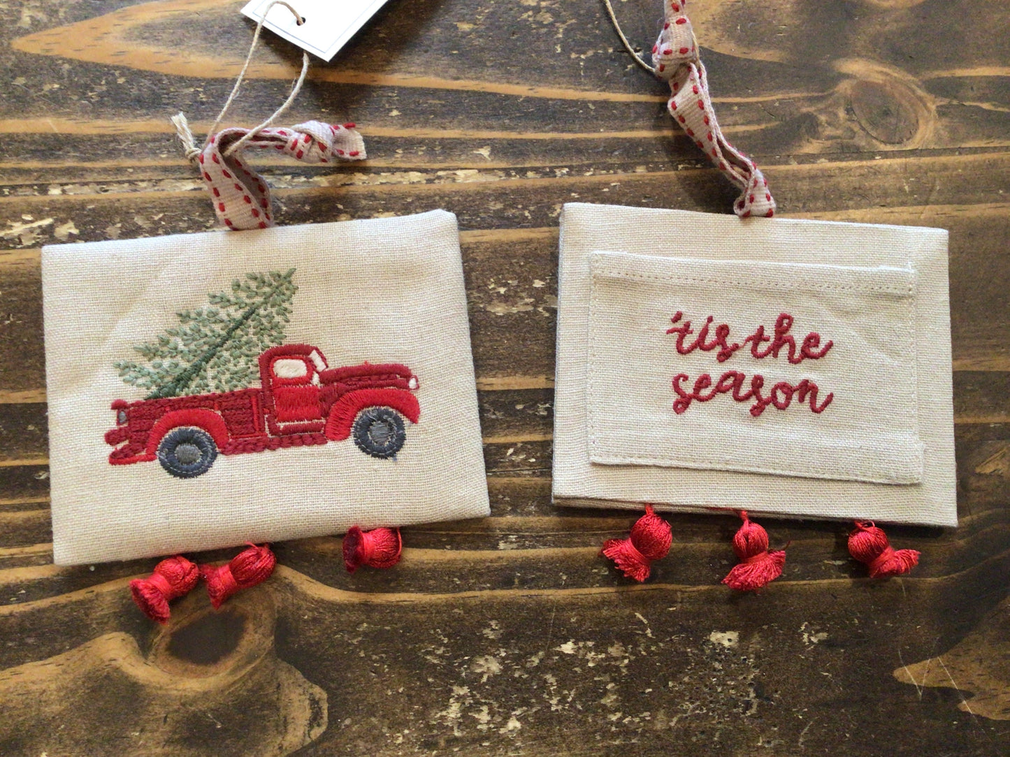 Red Truck Linen Ornament