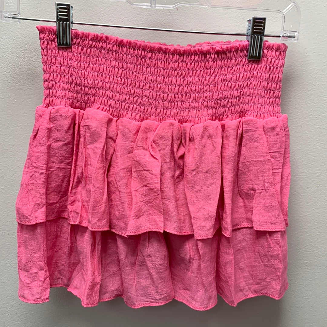 Comfyluxe Solid Ruffled Tiered Mini Skirt
