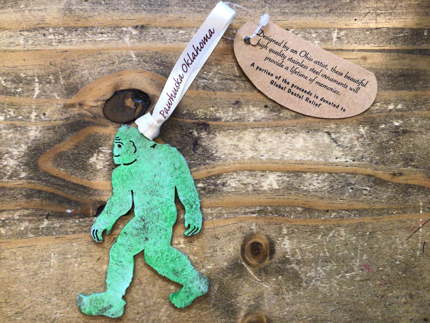 Bigfoot Steel Hammered Green Ornament