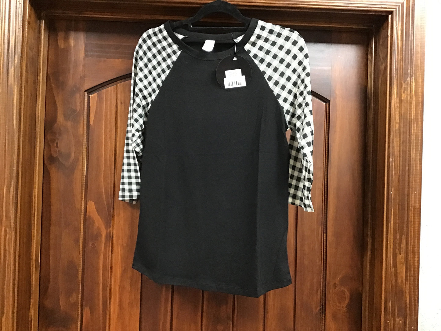 Plaid Sleeves Raglan Top