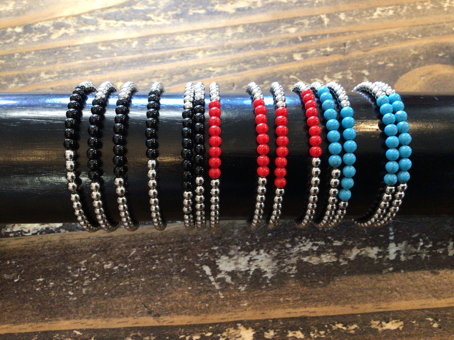 Silver Beaded w/ Color Accent Bracelet