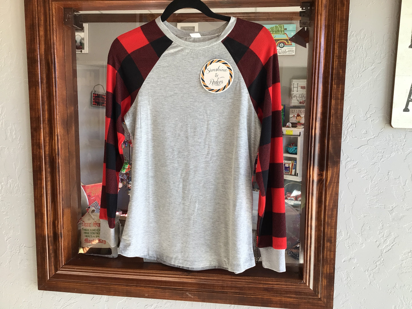 Red Plaid Raglan Sleeve