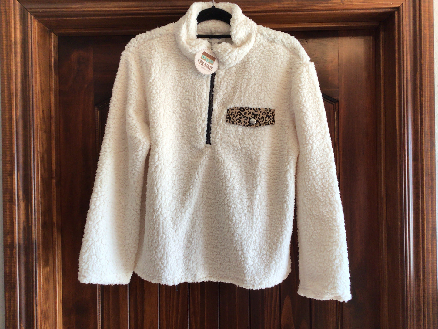Cream Sherpa Leopard Pocket