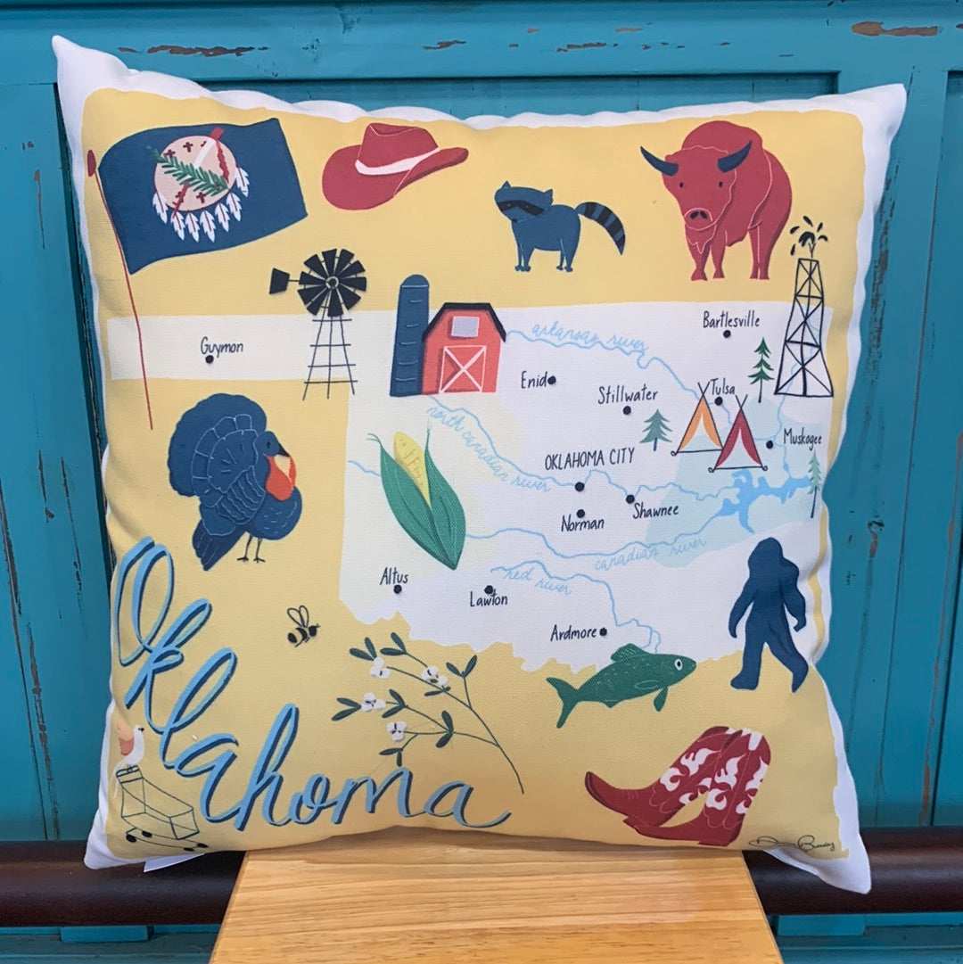 Oklahoma Map 18” Pillow