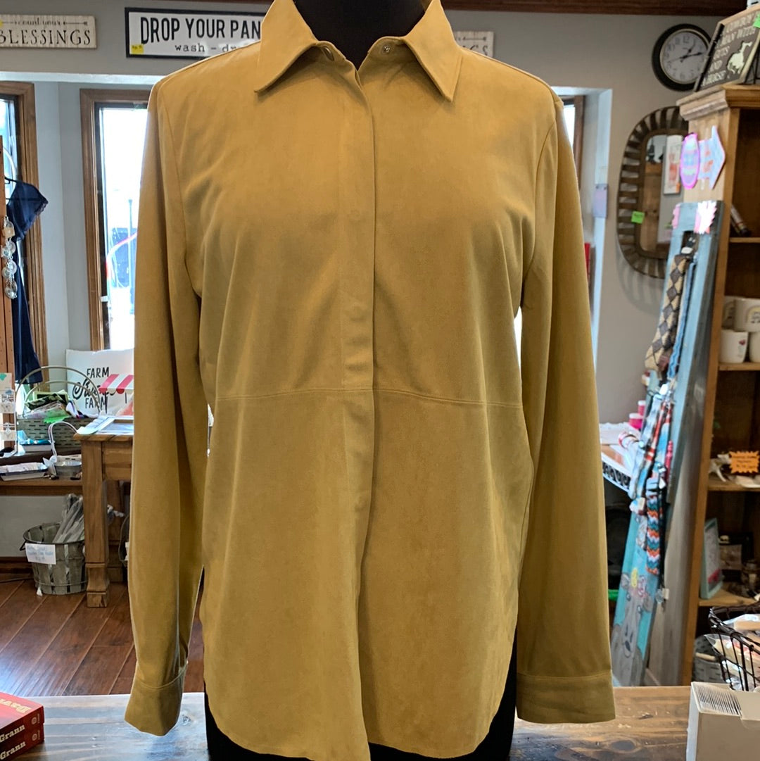 Mustard Suede Shirt Jacket