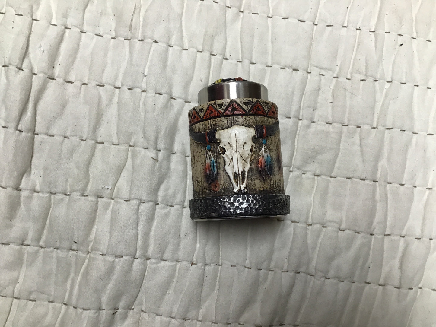 Skull w/ Feather Toothpick Holder