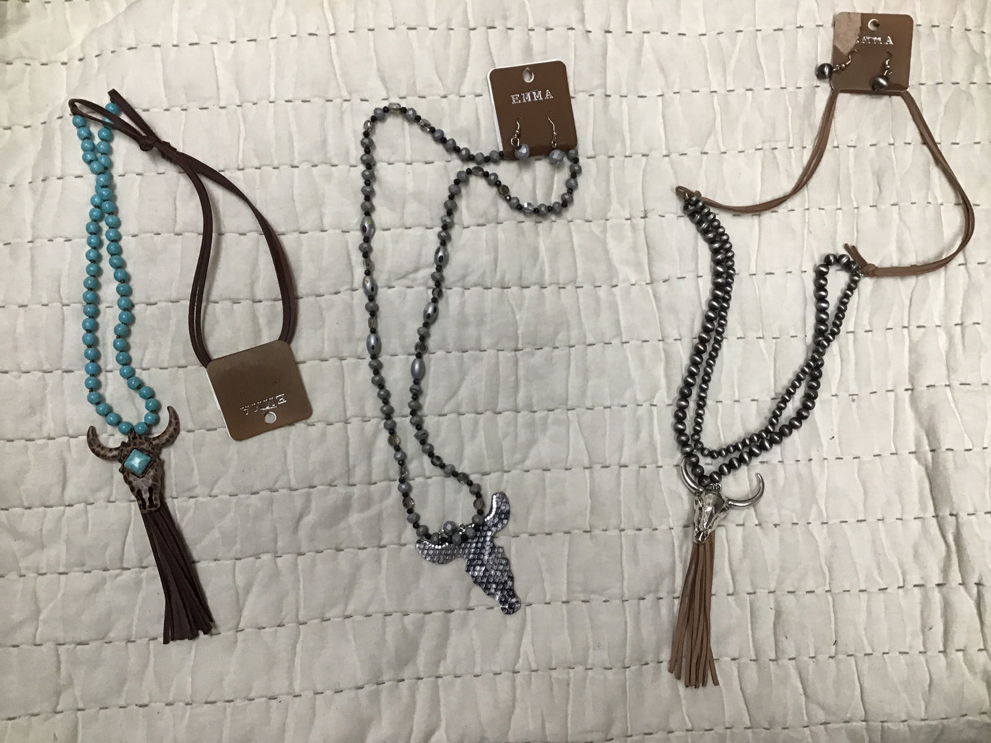 Long Bull Beaded Necklace