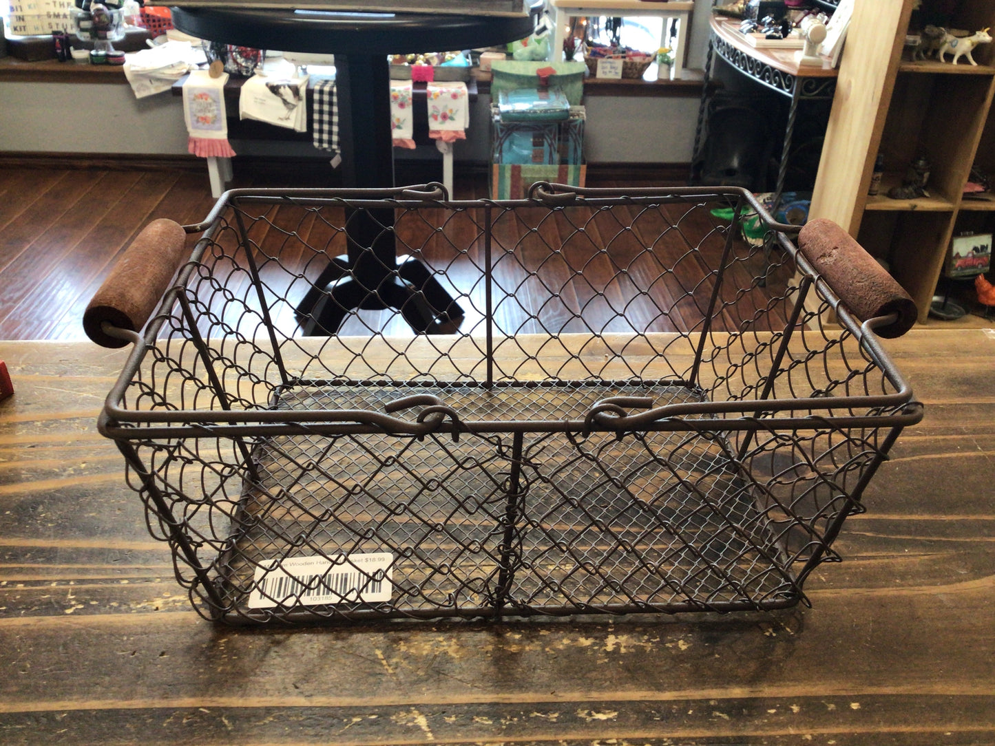Medium Wooden Handled Basket