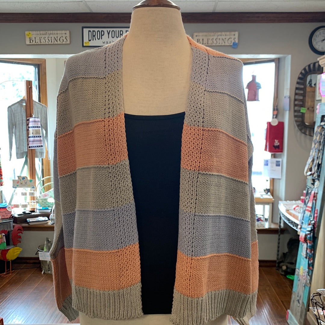 Color Block Stripe Open Cardigan