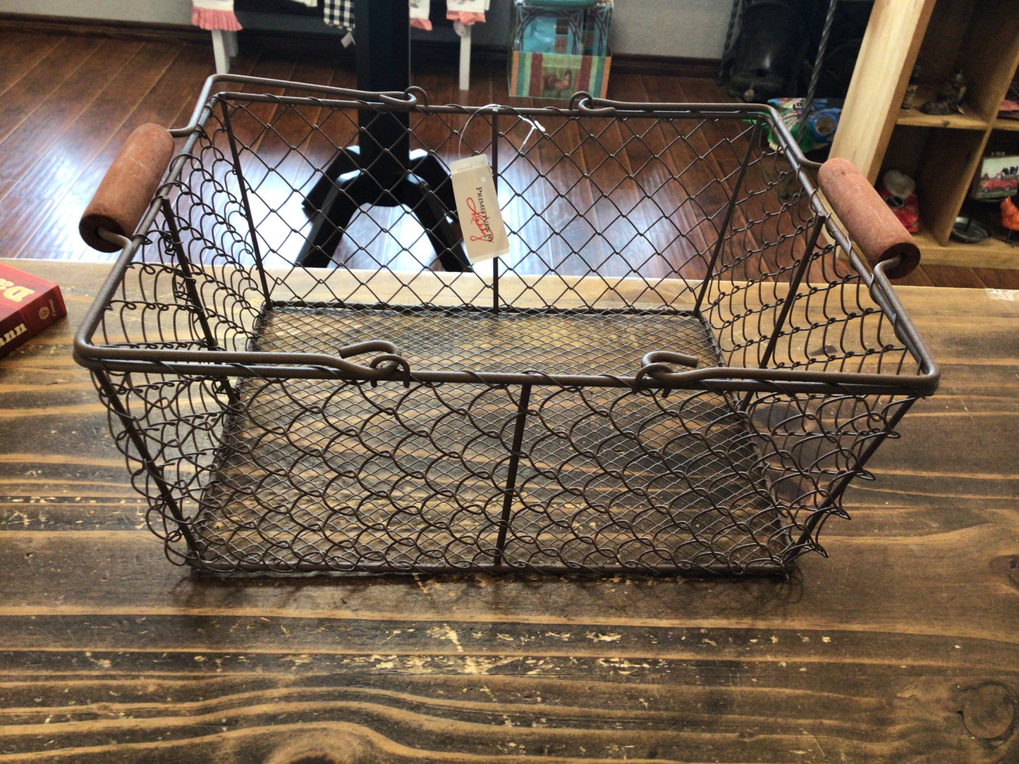 Large Wooden Handled Basket