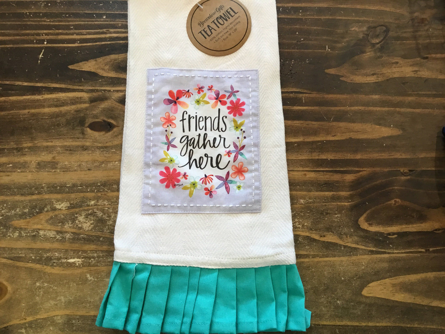 Friends Gather Here Tea Towel