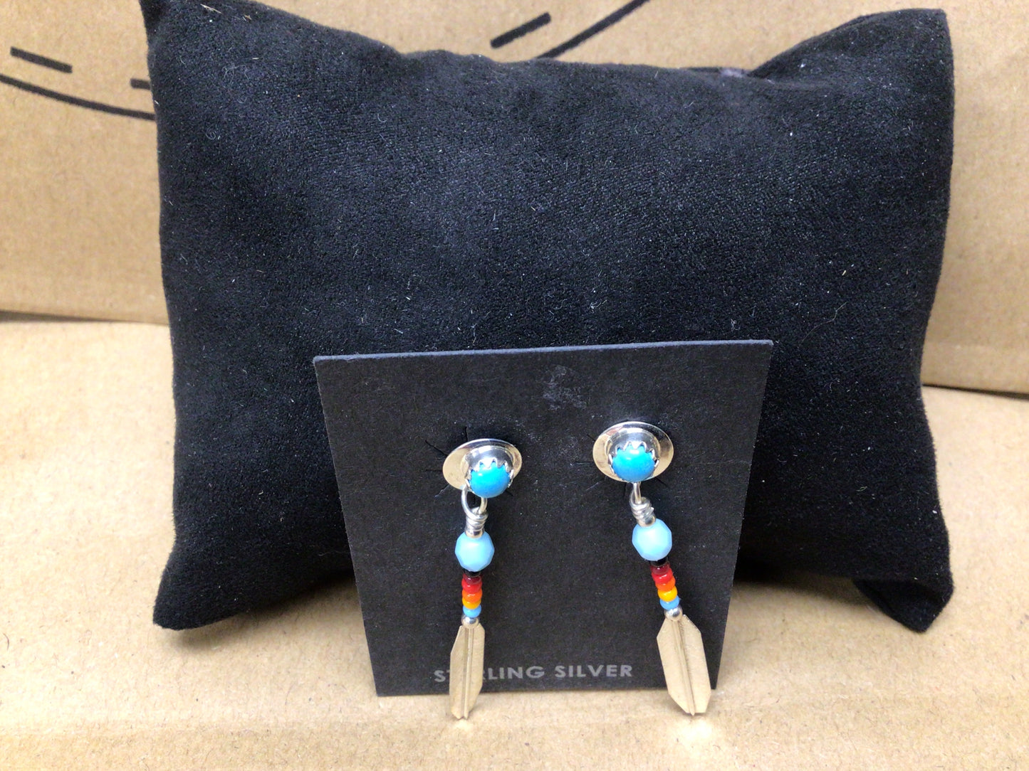SS Turquoise Stone Feather Dangle