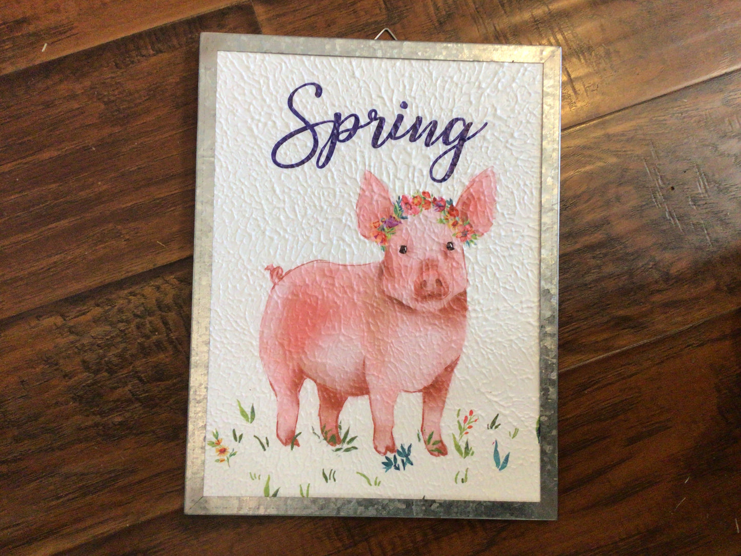 Spring Pig Metal Wall Sign