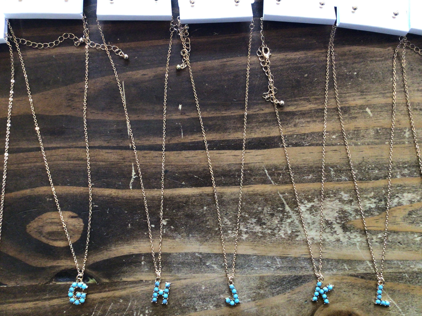 Turquoise Stone Initial Necklace