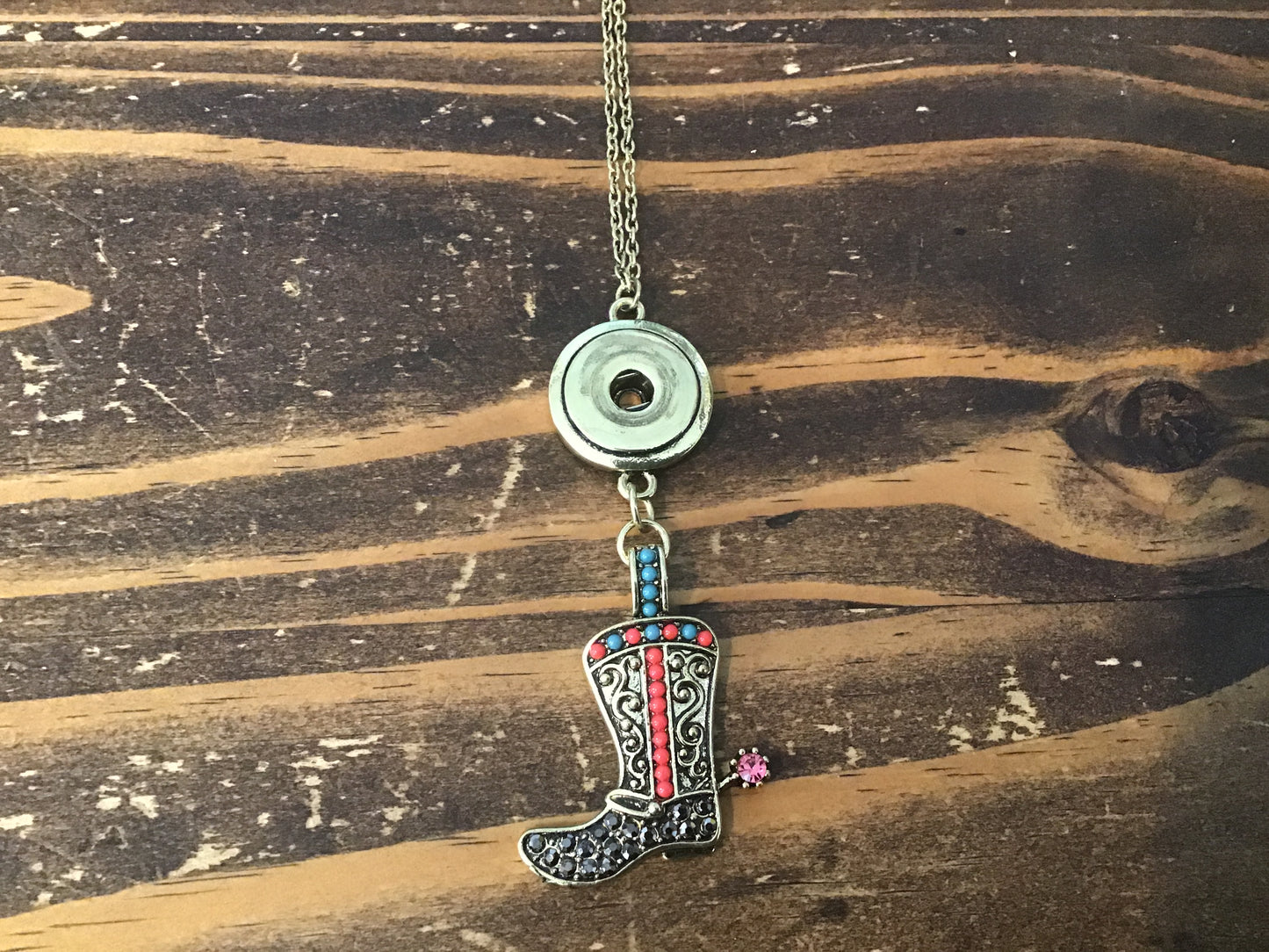 Pearl Snaps Cowboy Boot Necklace