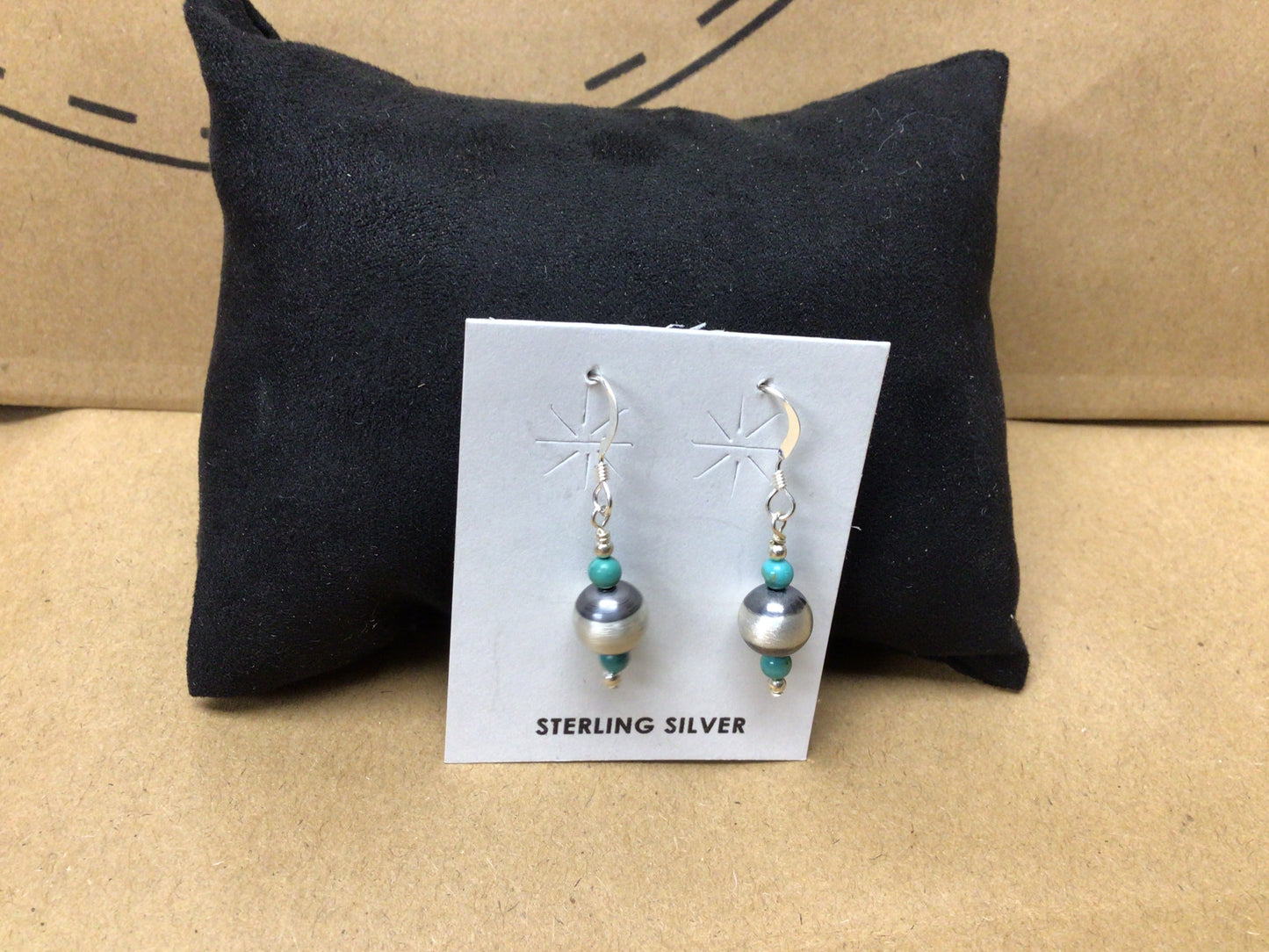 SS Turquoise Beaded Dangle ER
