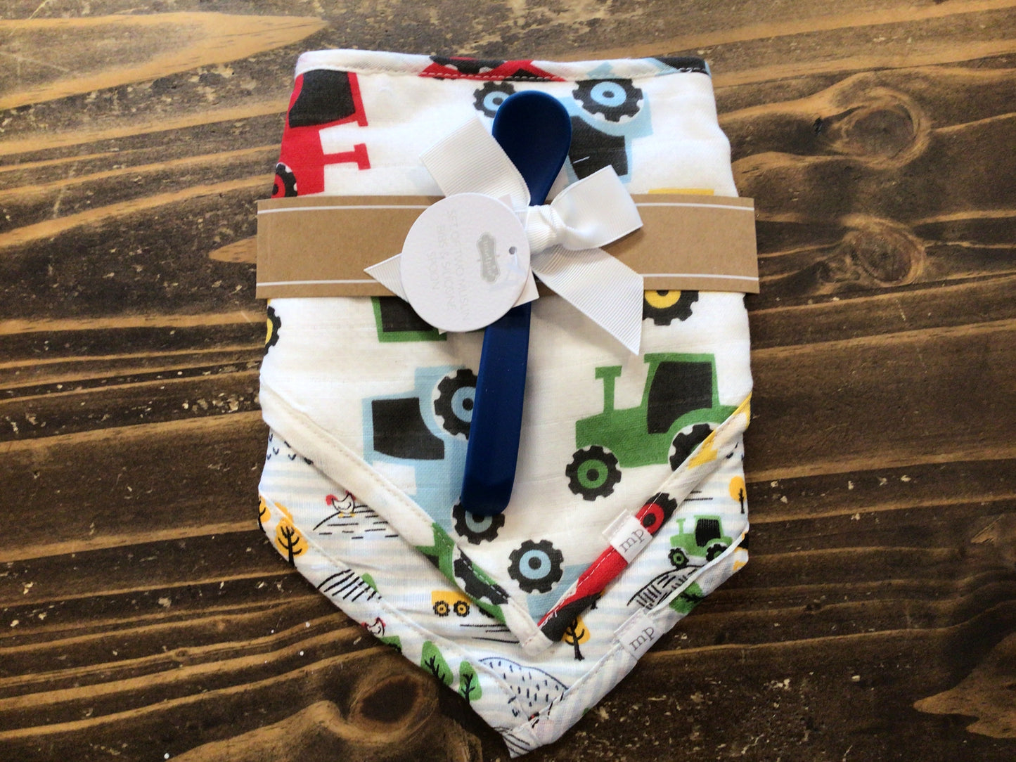 Mudpie Tractor Muslin Bibs And Spoon