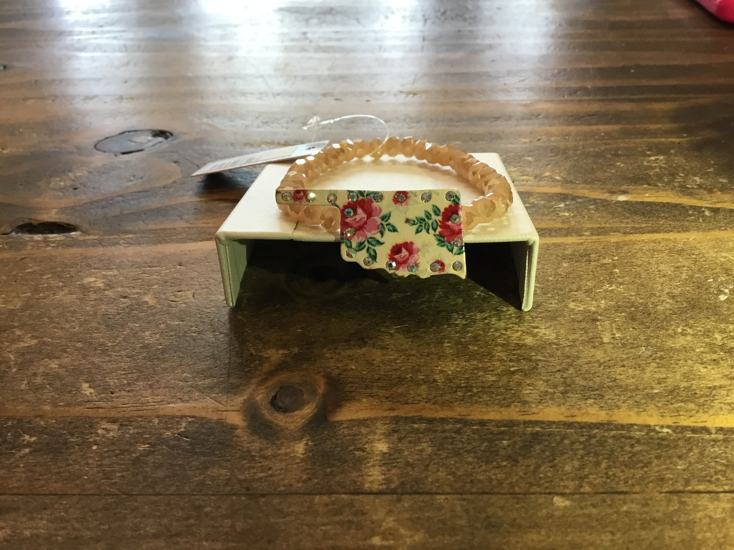Beige Floral Sparkle Bracelet