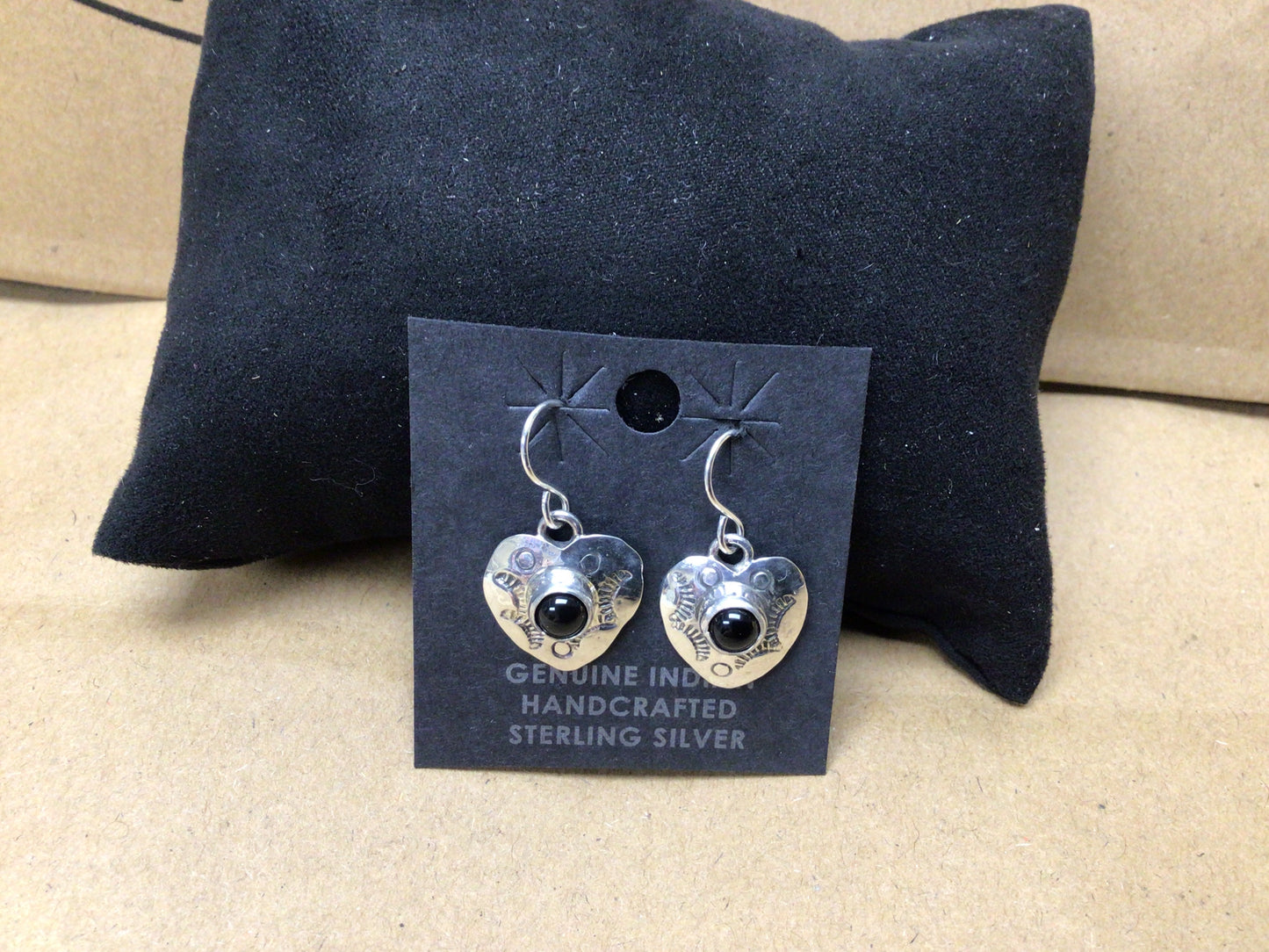SS Heart Black Stone Dangle ER