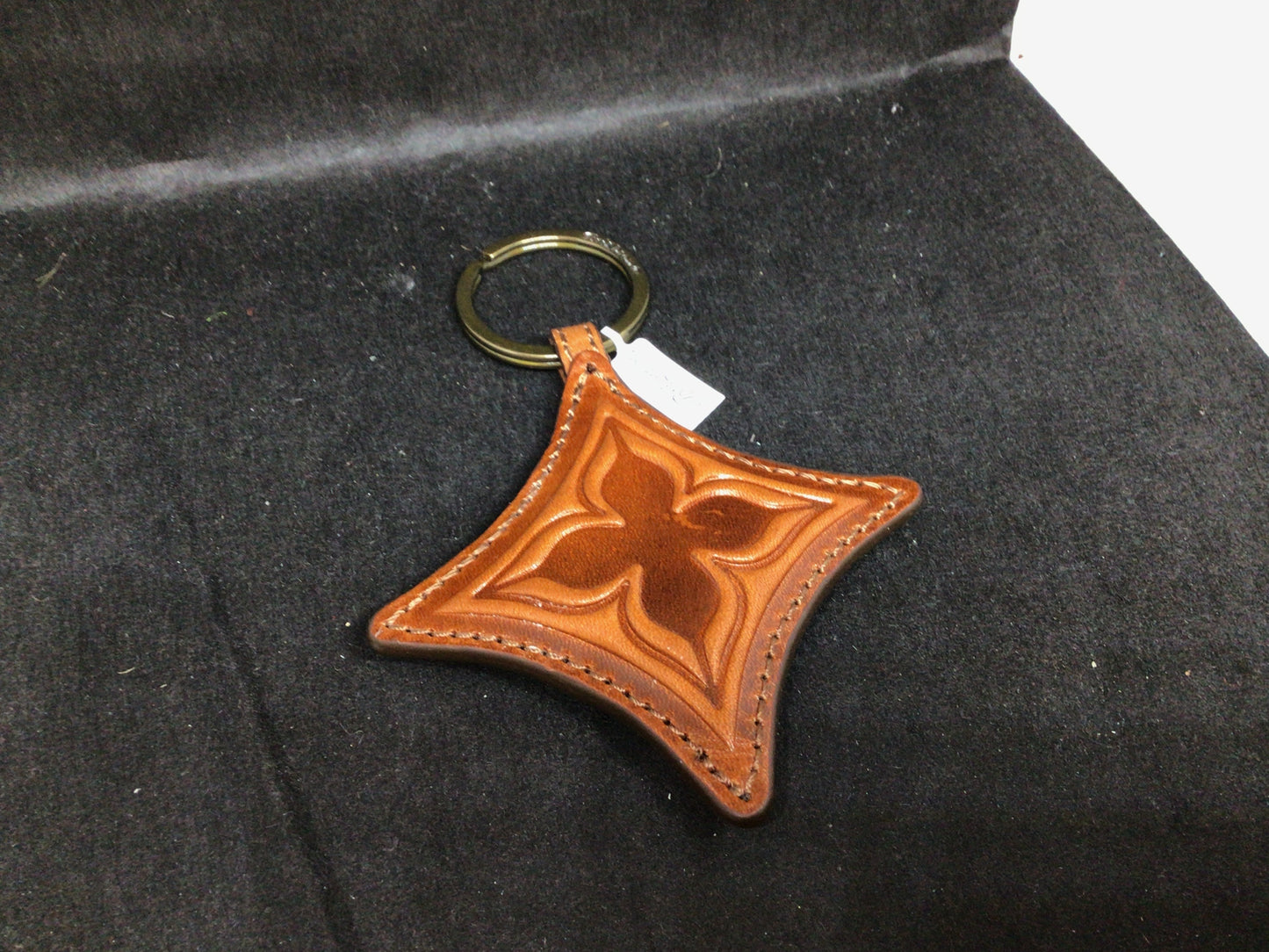 Cognac Quatro Foil Leather Keyfob