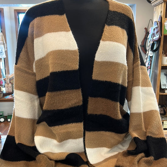 Mocha Belmont Stripe Sweater Cardigan