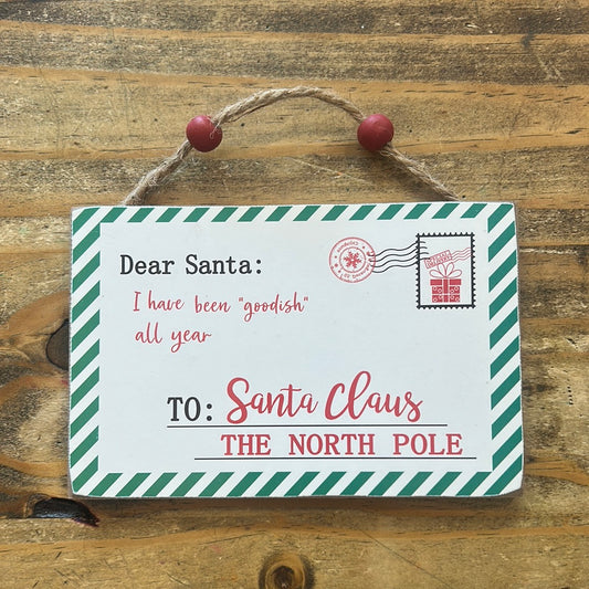 Dear Santa Wood Hanging Ornament