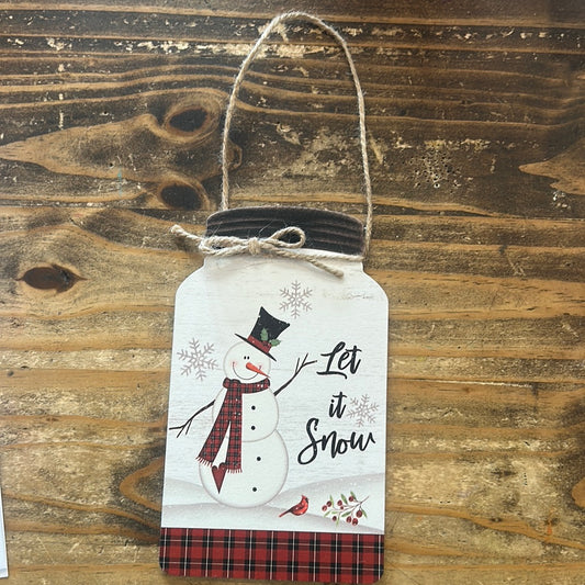 Let It Snow Wood Hanging Sign