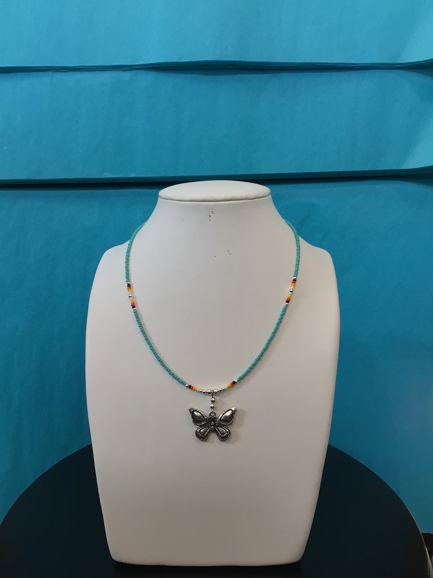 SS Beaded Butterfly Necklace