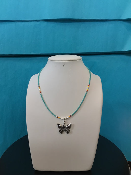 SS Beaded Butterfly Necklace