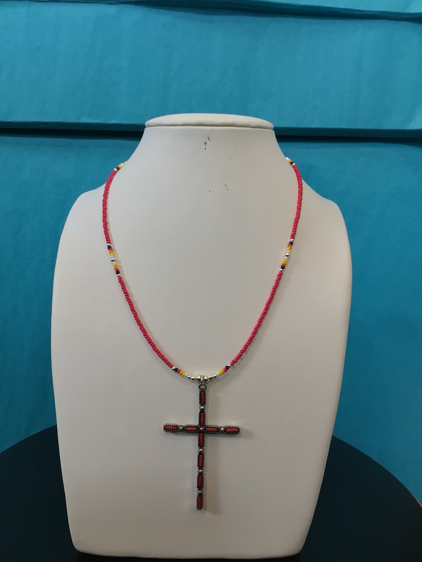 SS Beaded Cross Necklace