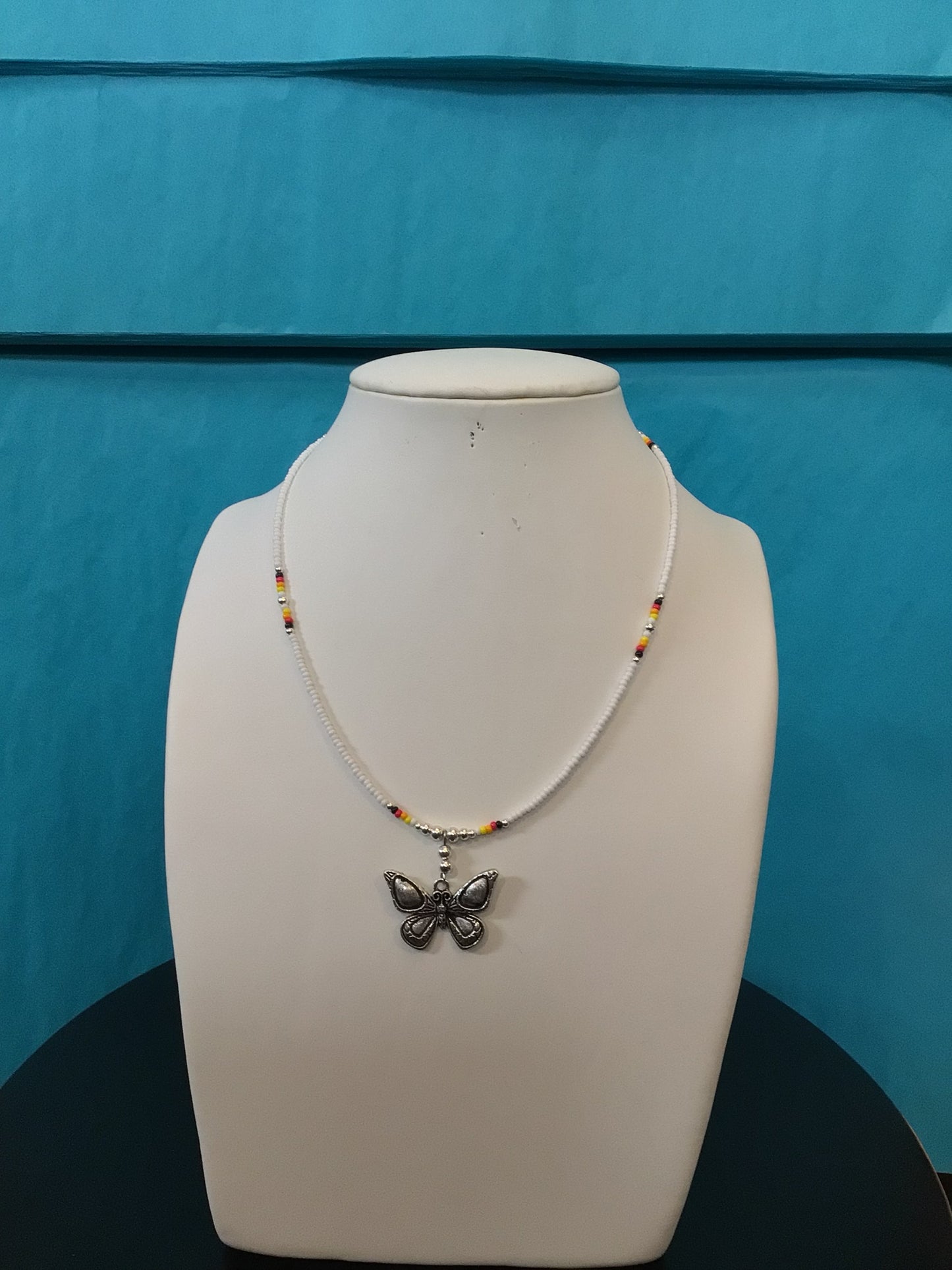 SS Beaded Butterfly Necklace