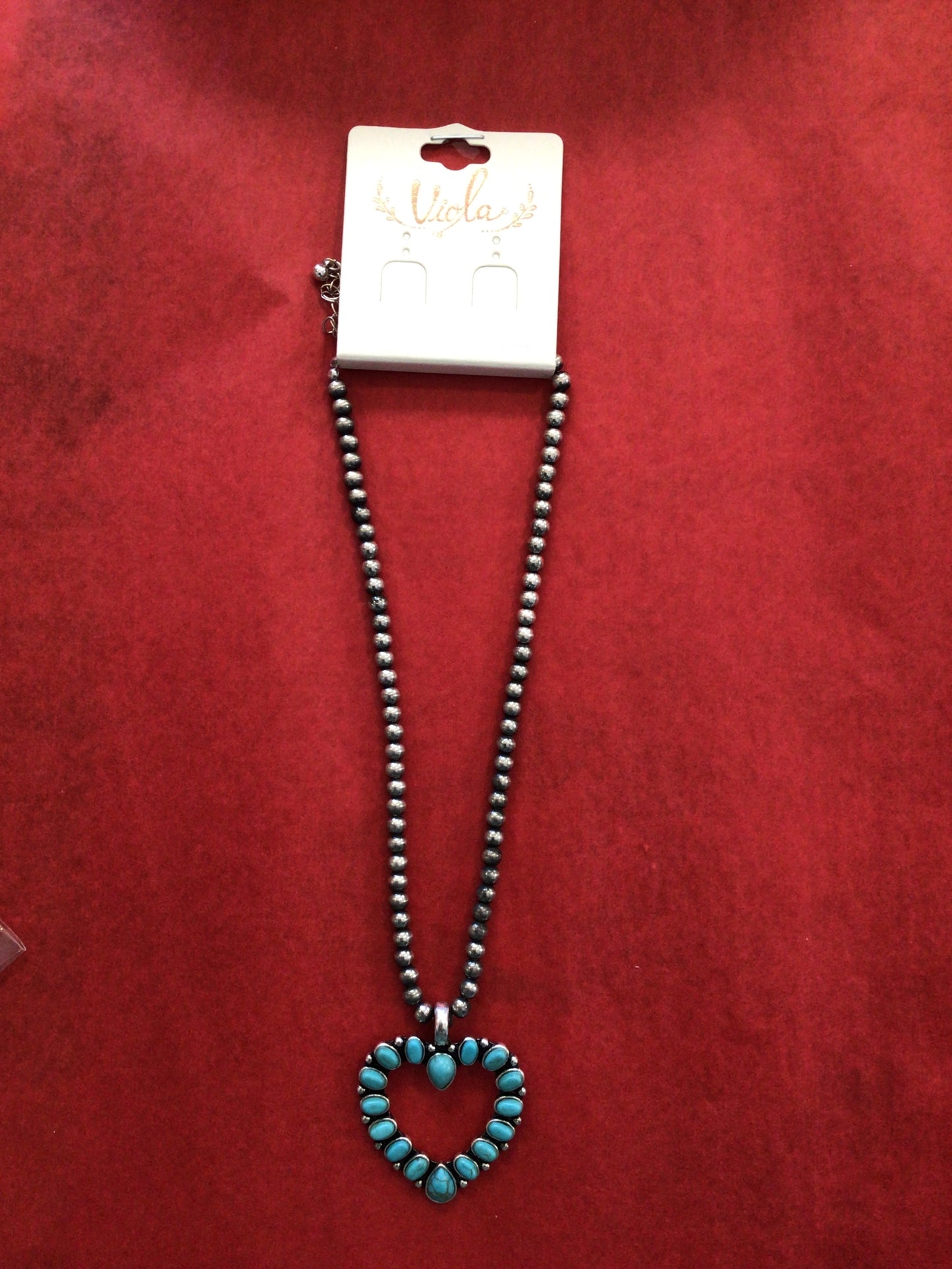 Silver/Turquoise Heart Shaped Necklace