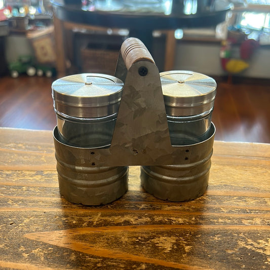 Glass Jar Metal Caddy S&P Shaker
