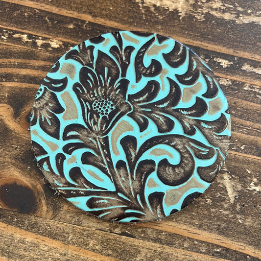 Turquoise Leather Coaster