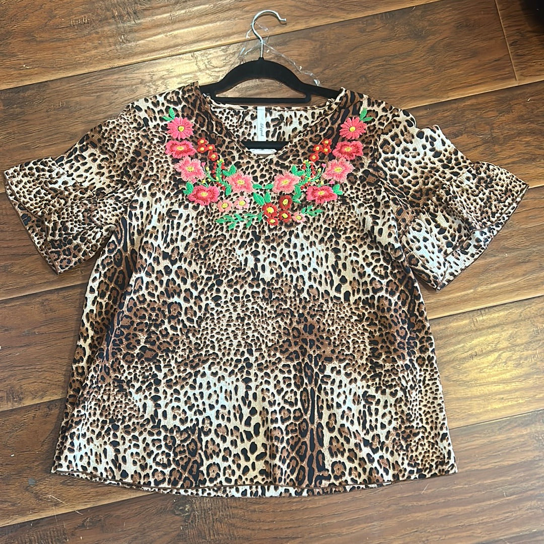 Leopard Floral Blouse