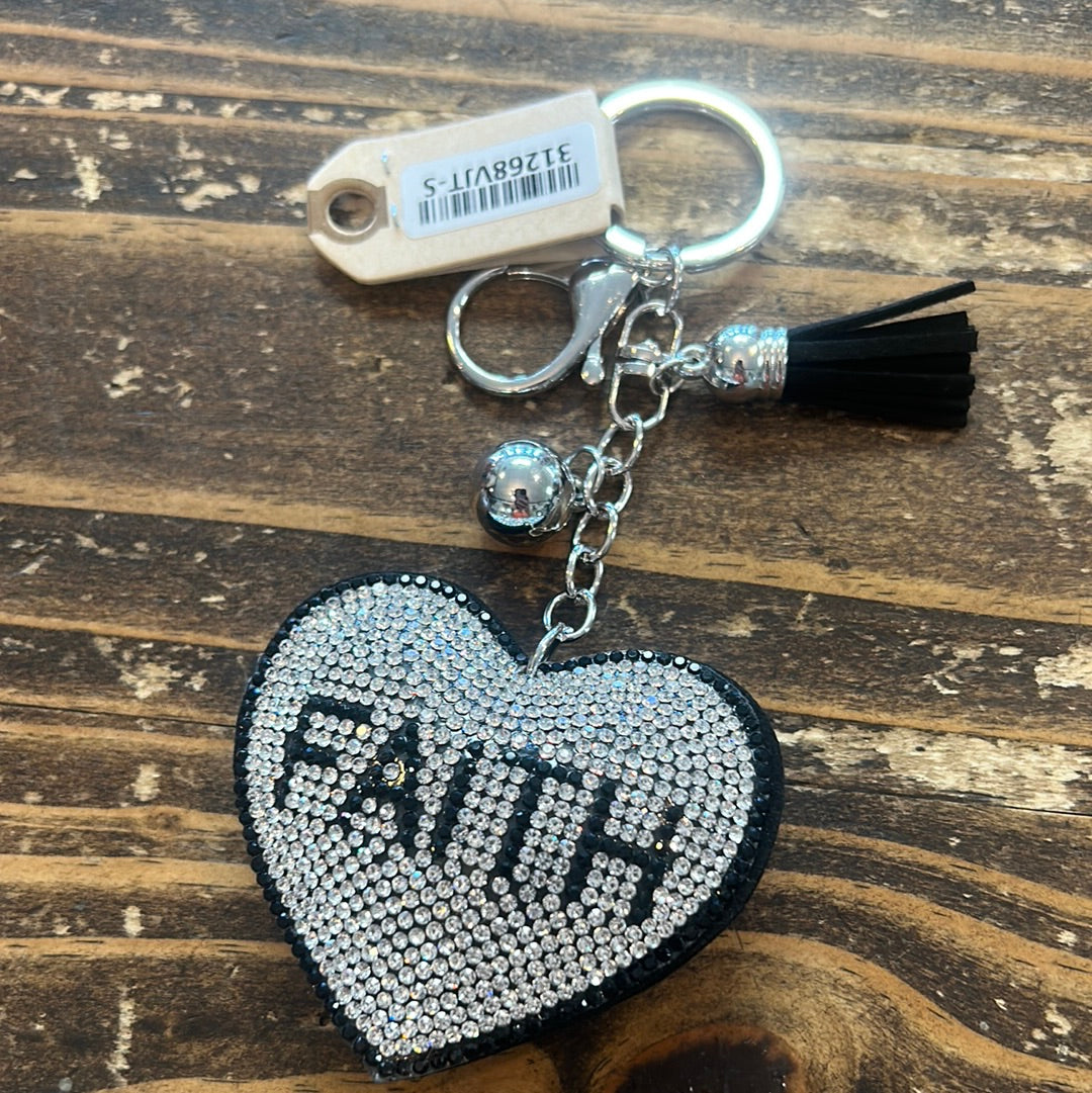 Bedazzled Puffy Keychain