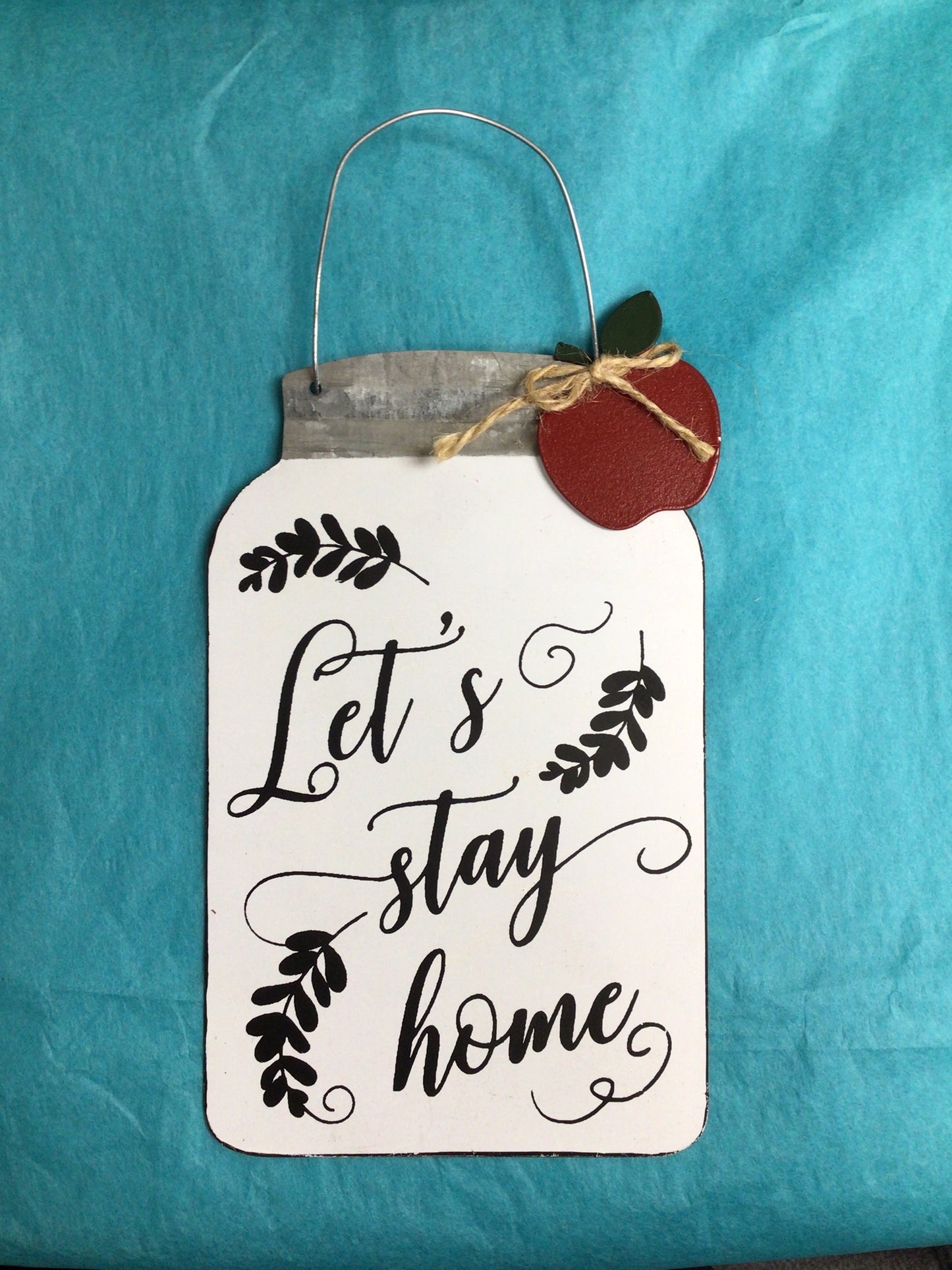 Tin Mason Jar Apple Sign