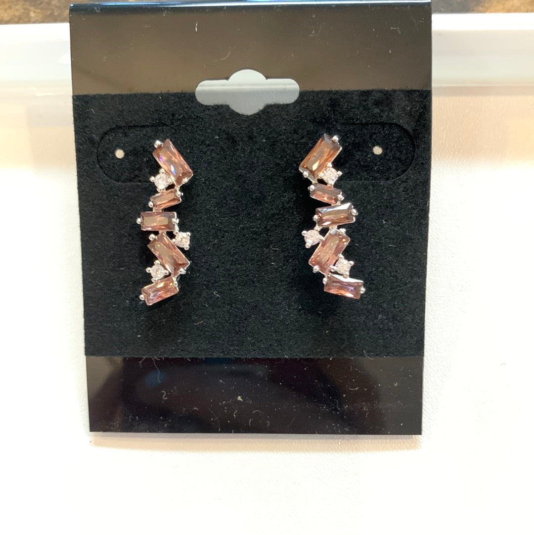 Rhodolite & Light Rhodolite Cubic Zirconia Earrings